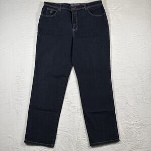 Gloria Vanderbilt Amanda Jeans Size 16 Dark Wash Straight Leg Bling on Pockets
